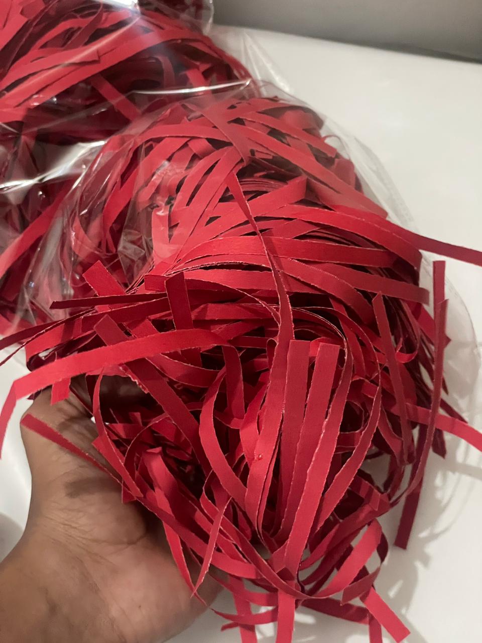 Red Shredded Paper Filler: Gift Packaging Hamper Stuffing (800g)