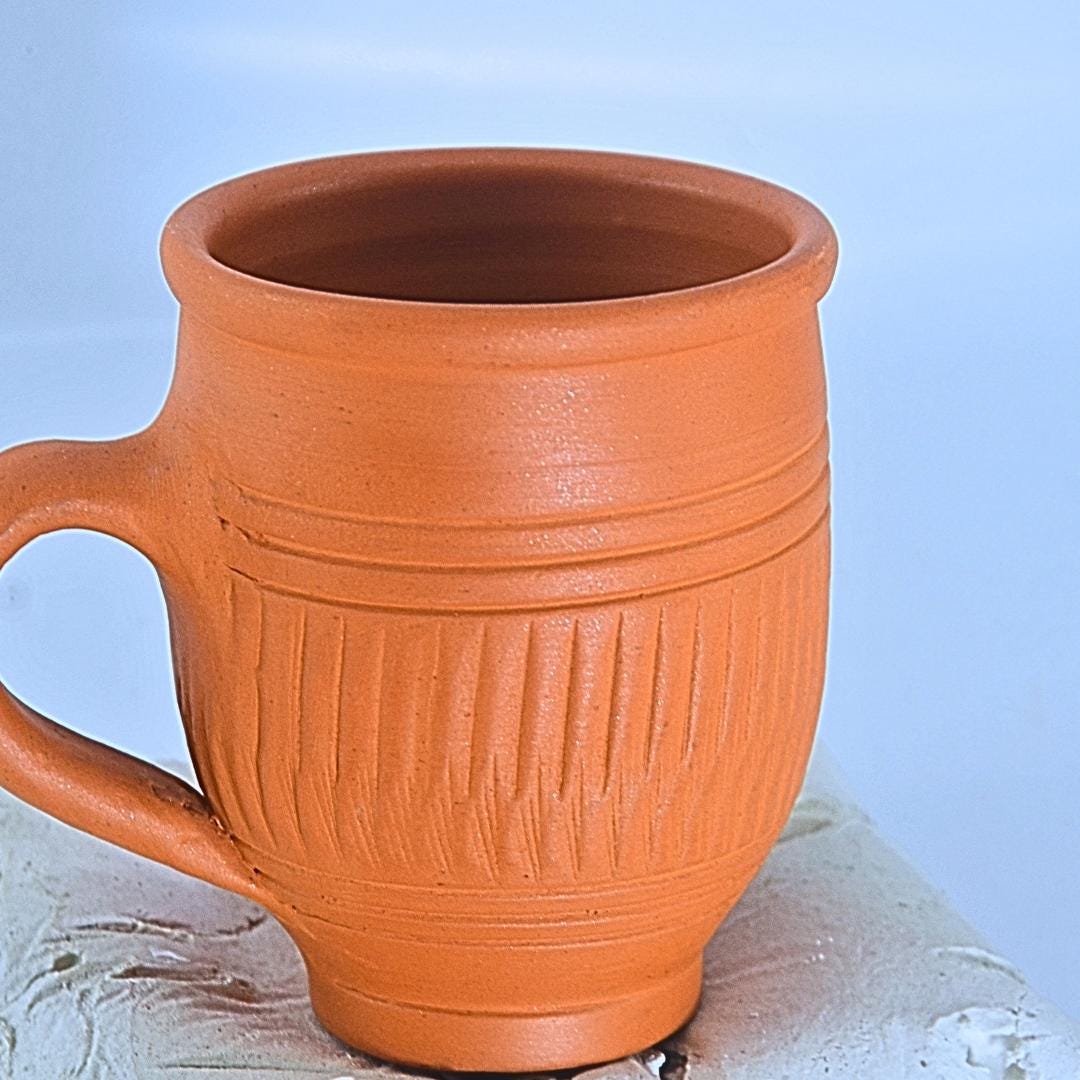Handcrafted Terracotta Clay Cup: Traditional Hot Beverage Mug