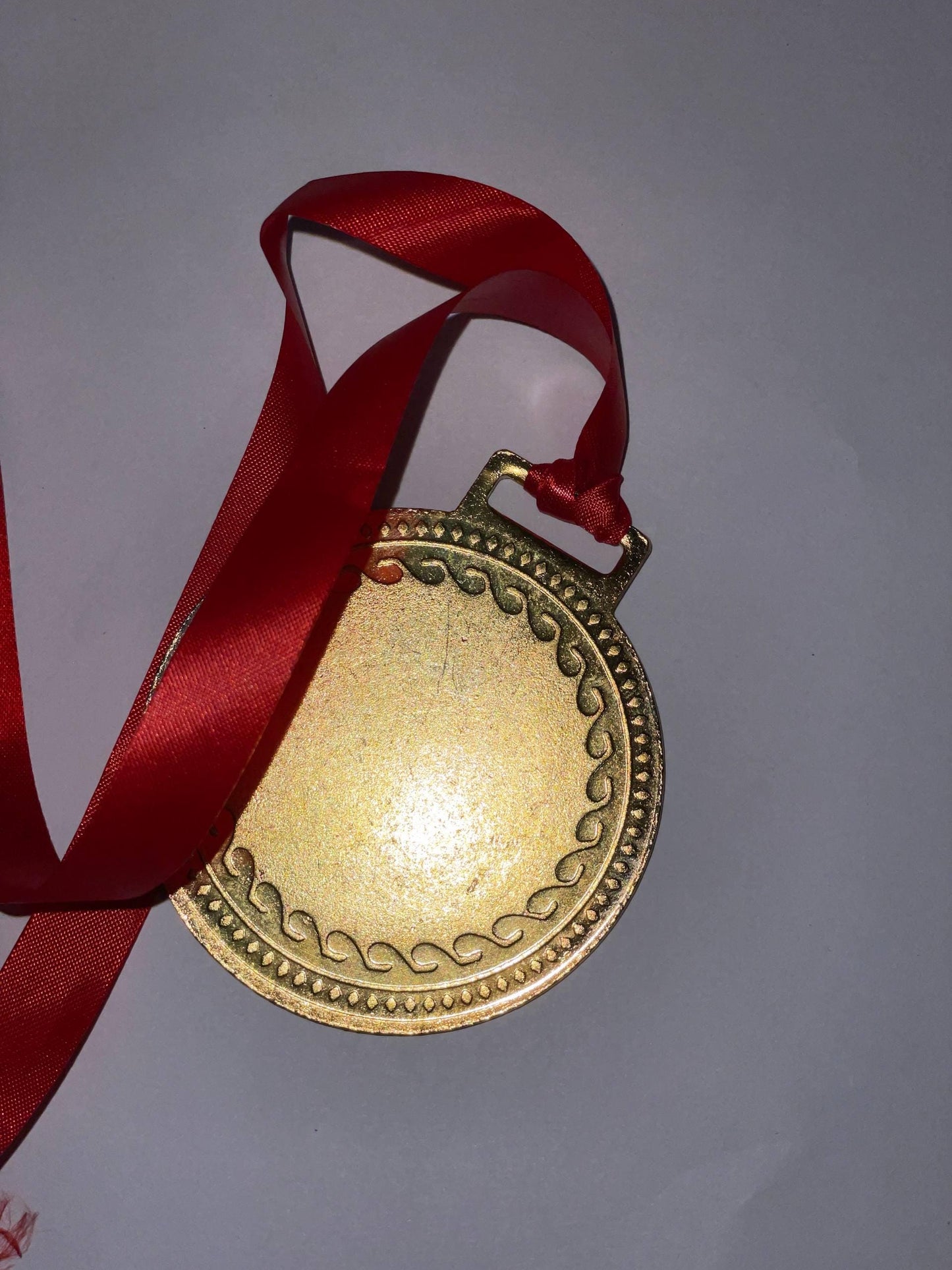Commemorative Medal Set with Red Ribbons, 5-Piece Gold-Tone Collection, Olympic Style Sports Awards