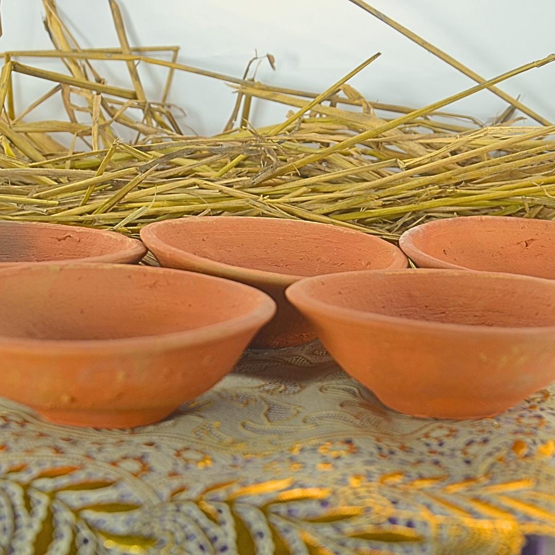 Handmade Terracotta Katori Bowls: Traditional Indian Dining Set