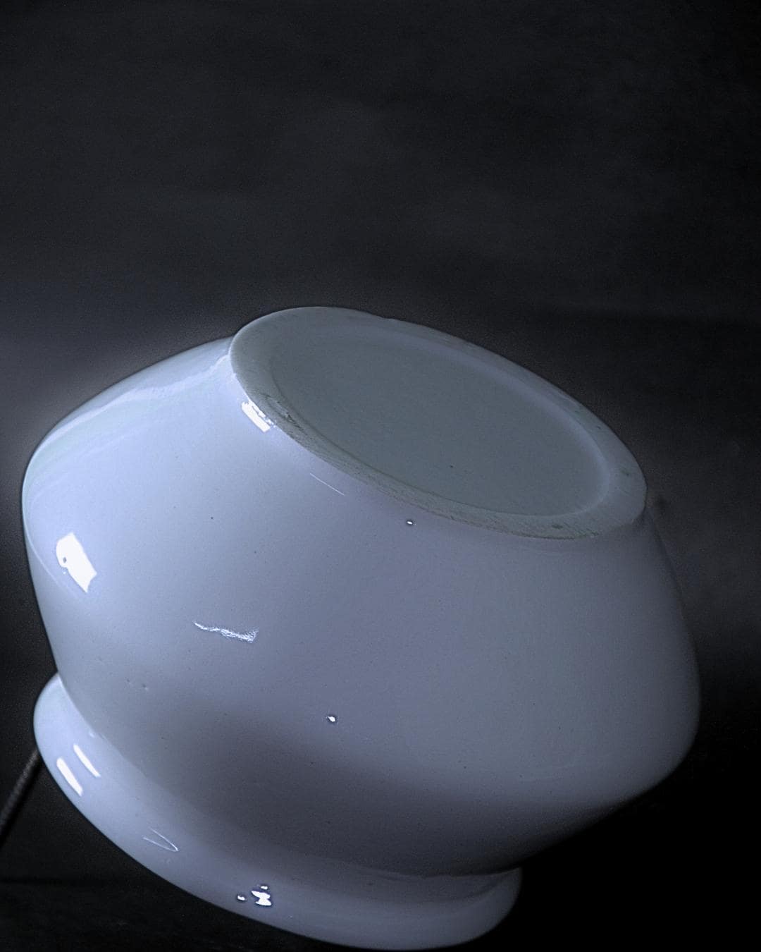 White Ceramic Round Bowl Vase Modern Design Wide Opening