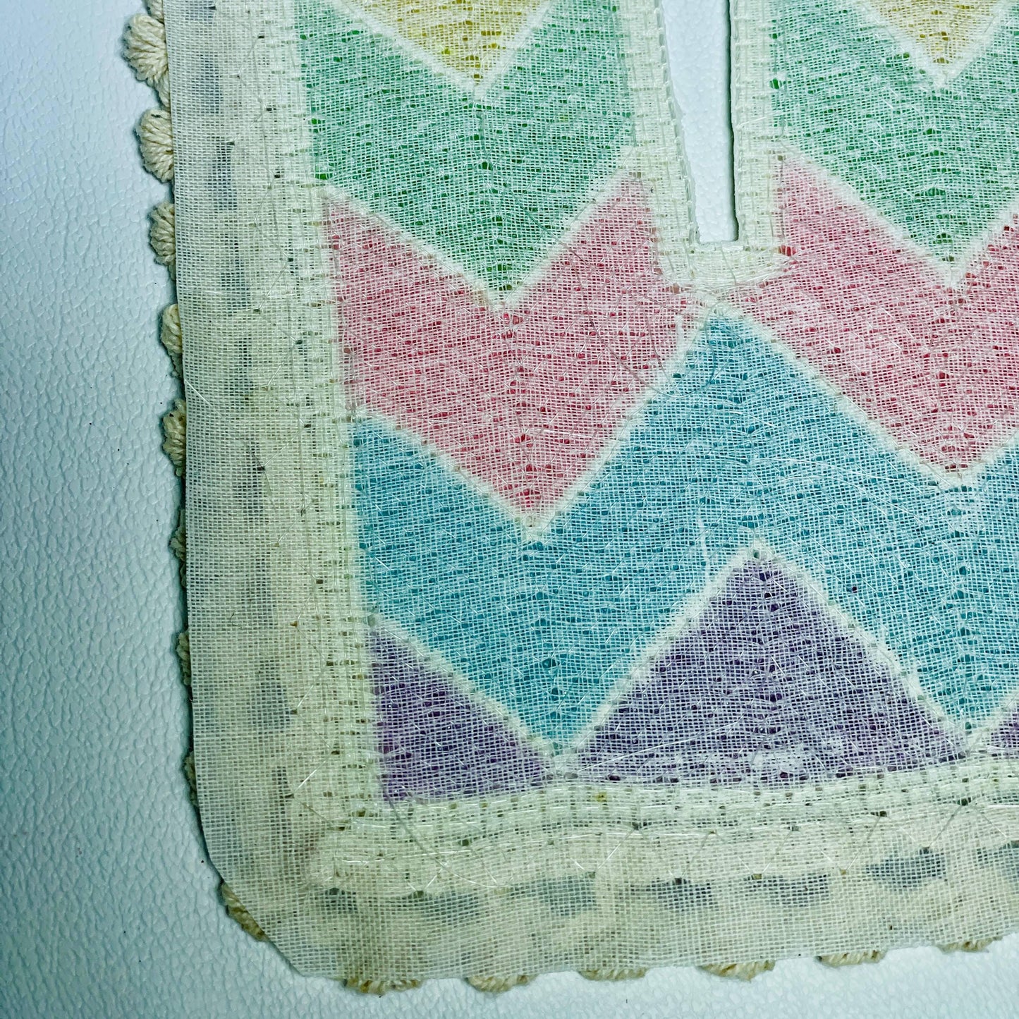 Handcrafted Beaded Neck Patch, Chevron Pattern , Crochet Lace Border, Indian Traditional Clothing Embellishment