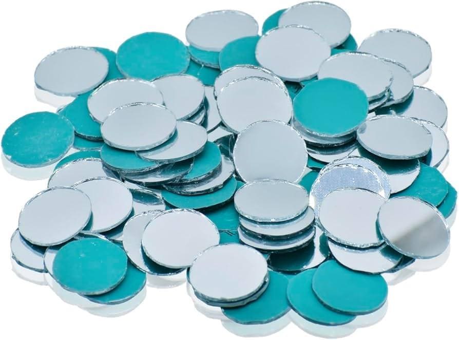 Shisha Mirrors, Silver & Teal, Indian Embroidery Discs