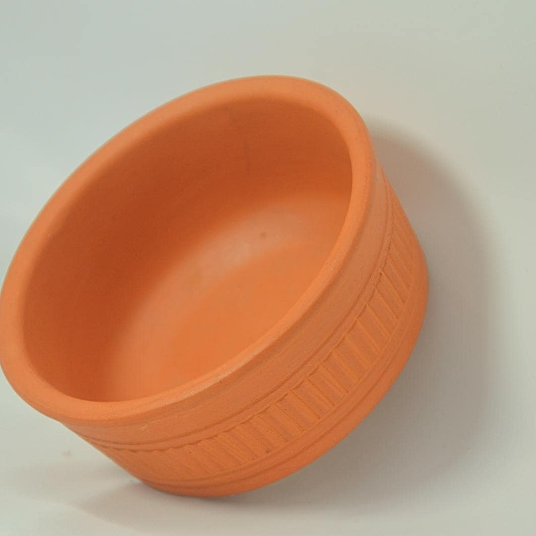Traditional Terracotta Serving Bowl, Handcrafted Clay Bowl for Indian Dishes, Round