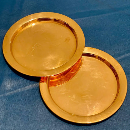 Handcrafted Brass Coaster Set: Golden Polished Table Decor, 6 Piece