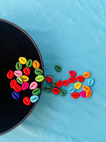 Colorful Cowrie Shell Beads, Multi-Color Plastic Charms for Jewelry Making, Festival Accessories