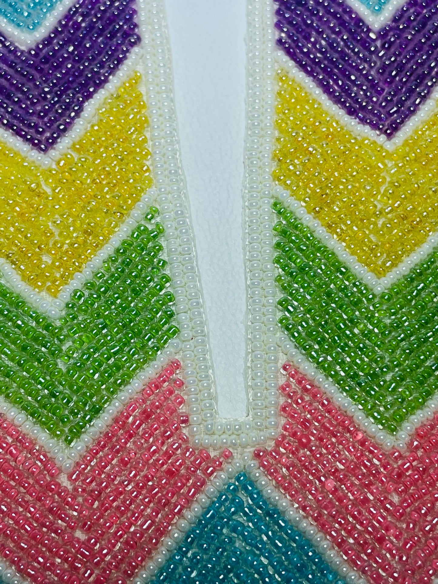 Handcrafted Beaded Neck Patch, Chevron Pattern , Crochet Lace Border, Indian Traditional Clothing Embellishment