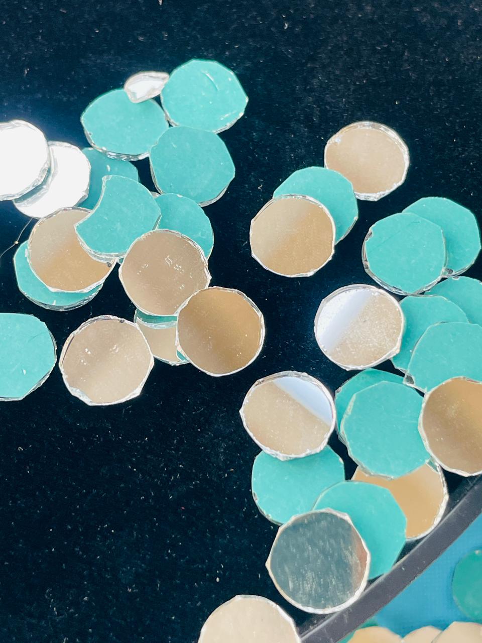 Shisha Mirrors, Silver & Teal, Indian Embroidery Discs
