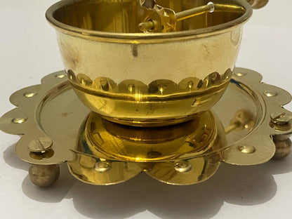 Brass Oil Diya with Glass Chimney: Traditional Pooja Decor