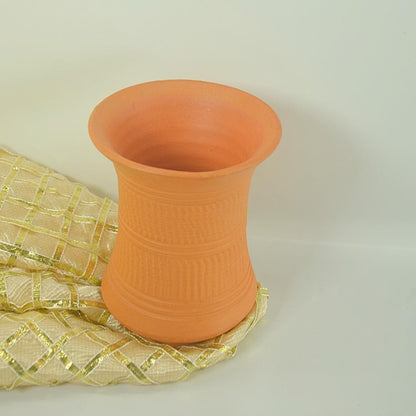 Traditional Clay Mug with Engraved Pattern, Terracotta, 250 ml Capacity, Curved Handle