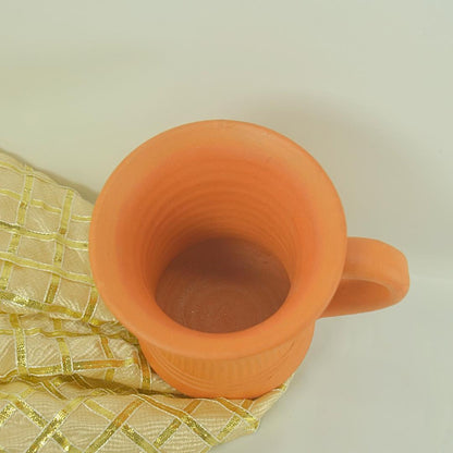 Traditional Clay Mug with Engraved Pattern, Terracotta, 250 ml Capacity, Curved Handle