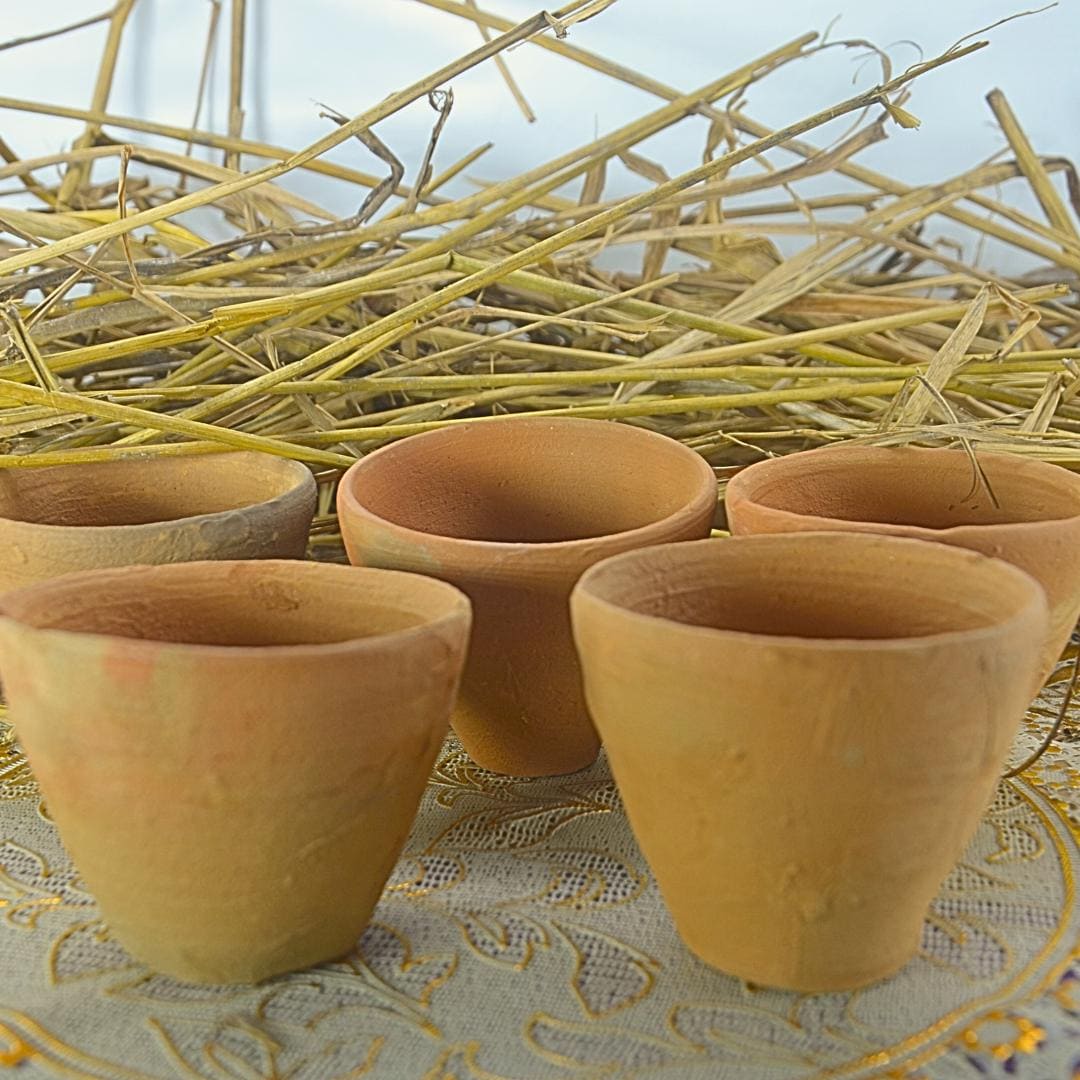 Traditional Clay Kulhad Cups for Tea and Coffee Handmade Terracotta Set of 6 Natural