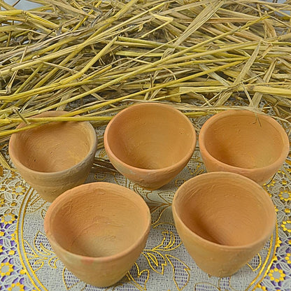 Traditional Clay Kulhad Cups for Tea and Coffee Handmade Terracotta Set of 6 Natural