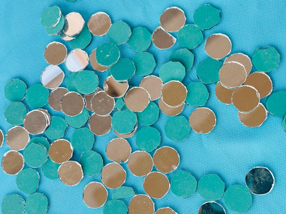 Shisha Mirrors, Silver & Teal, Indian Embroidery Discs