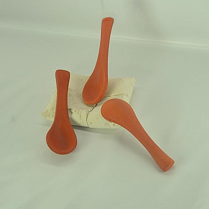 Traditional Clay Serving Spoons, Handcrafted Terracotta, Set of 6, Natural