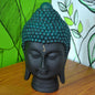 Black Buddha Head Statue with Turquoise Crown - Meditation Decor
