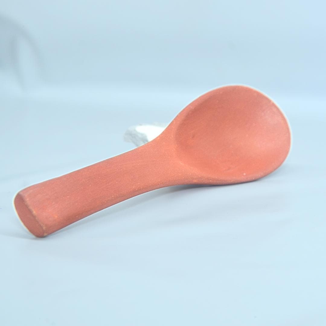 Handcrafted Terracotta Serving Spoon Traditional Clay Kitchenware