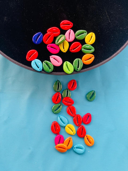 Colorful Cowrie Shell Beads, Multi-Color Plastic Charms for Jewelry Making, Festival Accessories