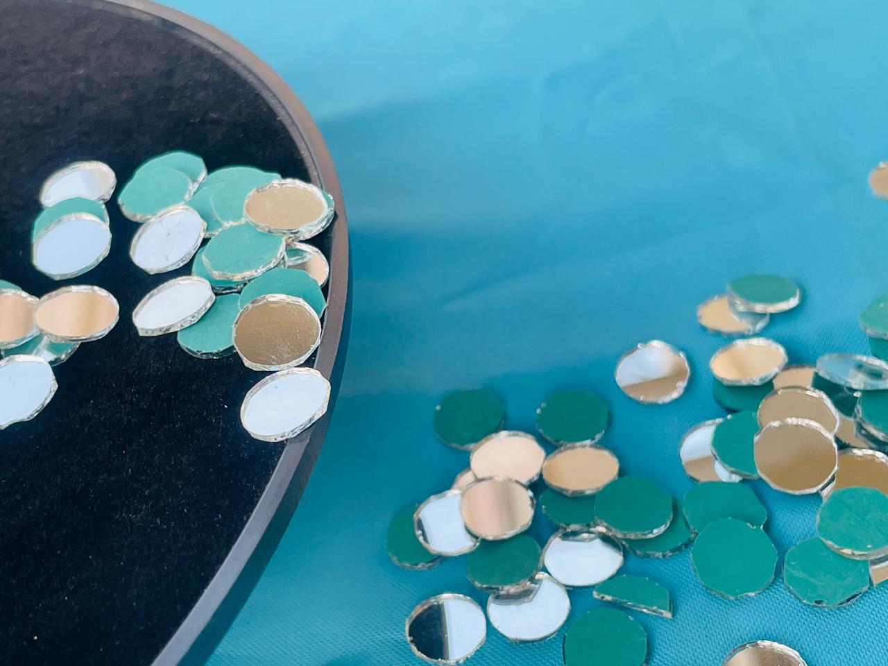 Shisha Mirrors, Silver & Teal, Indian Embroidery Discs