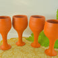 Handcrafted Terracotta Drinkware Set, 4-Piece Traditional Clay Goblets and Vessels, Orange