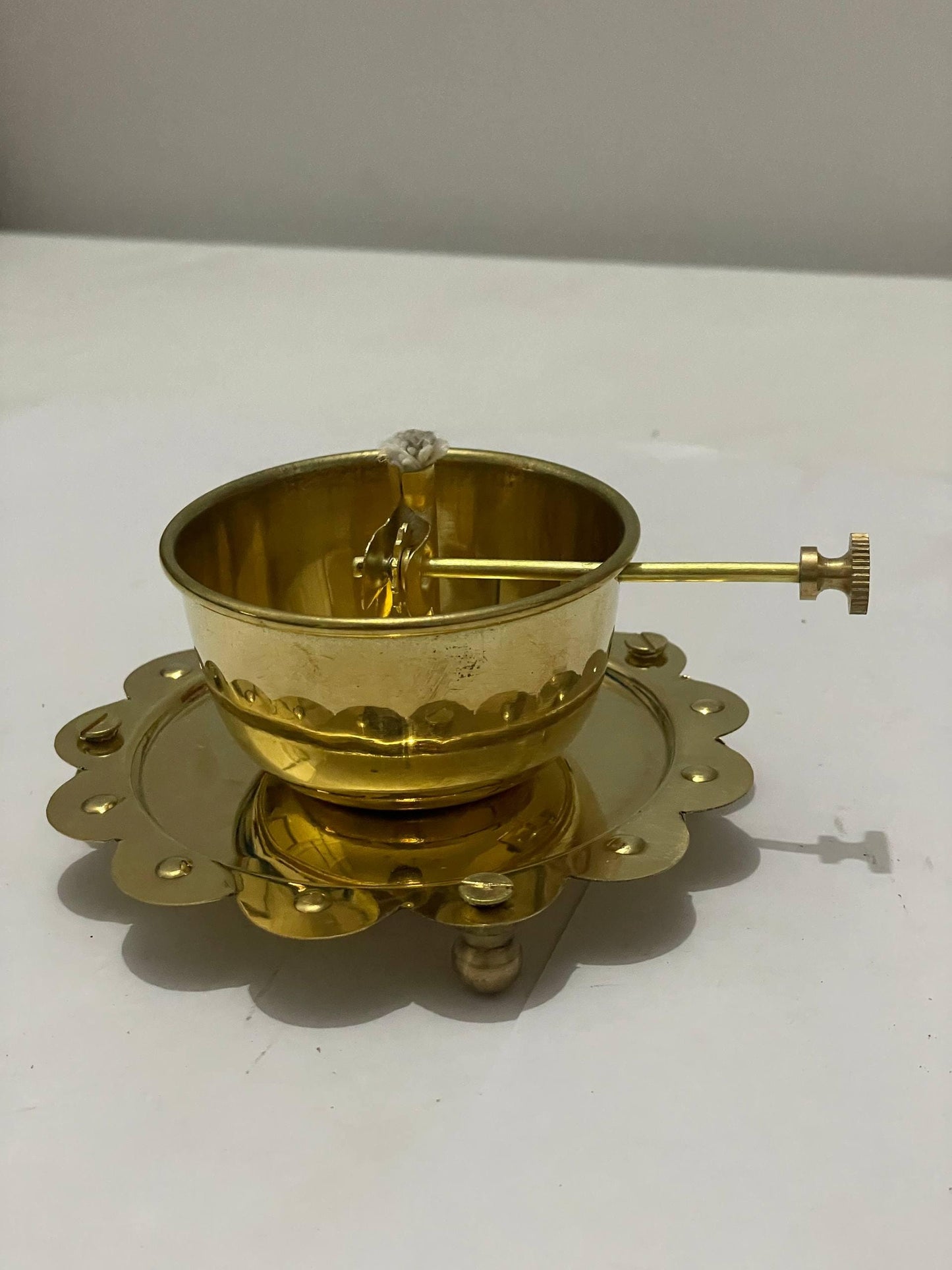 Brass Oil Diya with Glass Chimney: Traditional Pooja Decor