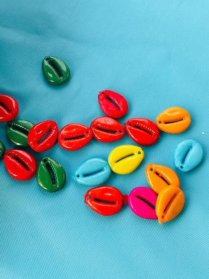 Colorful Cowrie Shell Beads, Multi-Color Plastic Charms for Jewelry Making, Festival Accessories