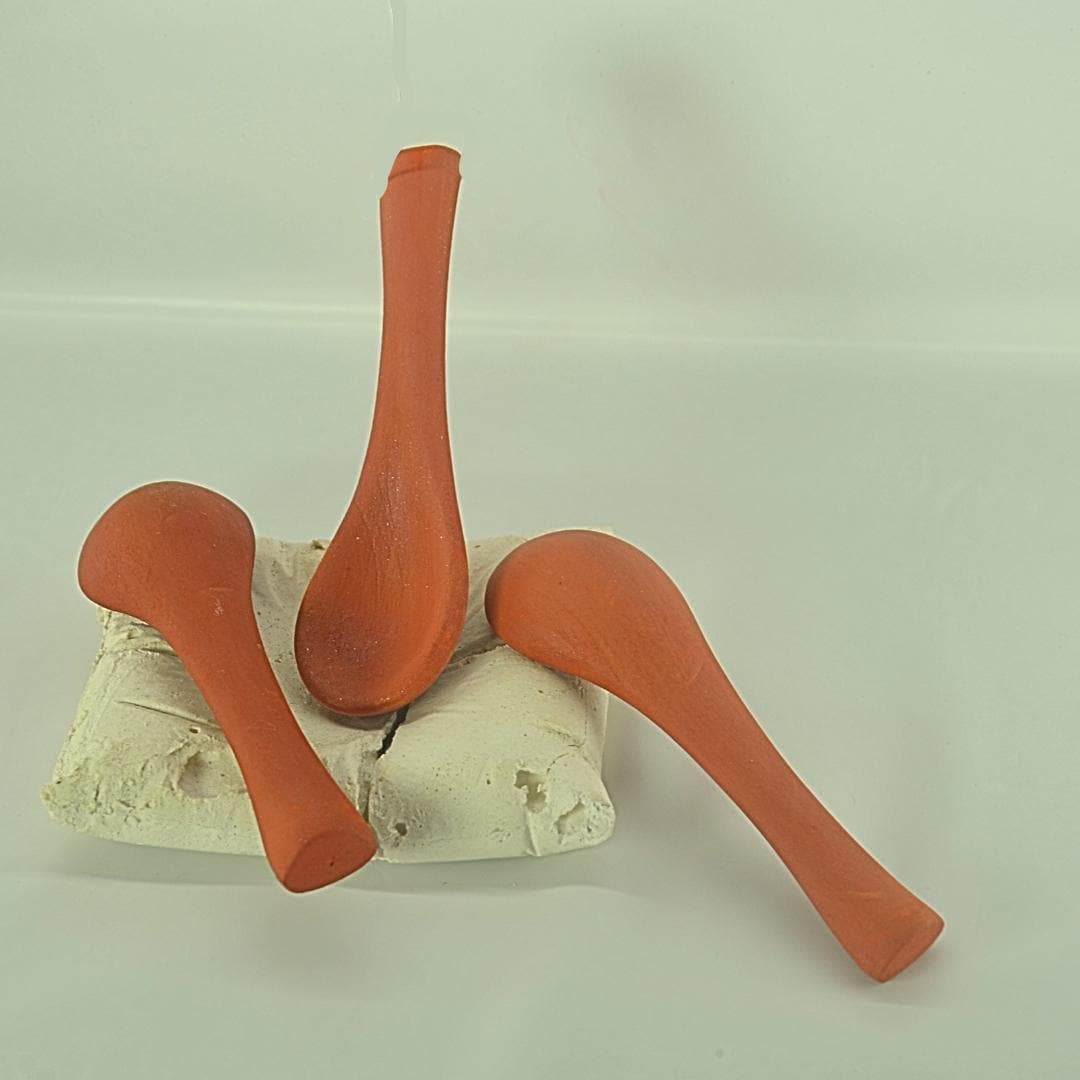 Traditional Terracotta Serving Spoons, Handcrafted Clay Utensils, Set of 2, Natural Brown