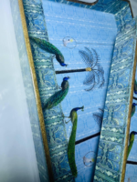 Decorative Wooden Serving Trays Set, Peacock Paradise Design with Gold Trim, 3-Piece Nesting Trays - Image 7