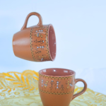Handcrafted Warli Art Ceramic Coffee Cups, Traditional Indian Tribal Design, Brown, Set of 2 - Image 5
