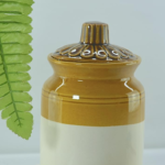 Ceramic Homeware Two-Tone Storage Jar, Mustard Yellow and Cream, 1 Litre Capacity, Decorative Lid - Image 4