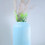 Modern Ribbed Ceramic Vase, Sky Blue, Decorative Flower Holder for Home Decor