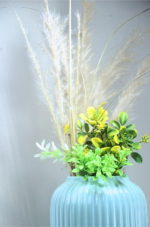 Modern Ribbed Ceramic Vase, Sky Blue, Decorative Flower Holder for Home Decor - Image 5