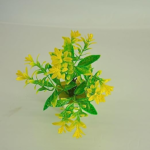 Artificial Yellow Flower Plant with Green Leaves in White Ceramic Pot, Desktop Decor for Home and Office