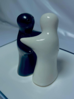 Ceramic Hugging Salt and Pepper Shaker Set, Navy Blue and White, Decorative Kitchen Table Accessory - Image 2