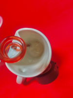 Valentine's Day Ceramic Coffee Mug with Red Hearts Pattern, White, with Decorative Charms - Image 3