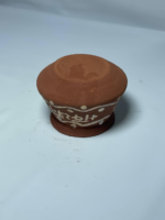 Handcrafted Terracotta Decorative Pot with Traditional White Pattern, Brown - Image 4