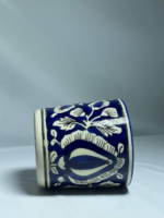 Handcrafted Ceramic Brush Holder, Blue and White Floral Design, Traditional Pottery Storage Container - Image 5