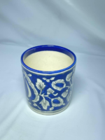 Handcrafted Ceramic Brush Holder, Blue and White Floral Design, Traditional Pottery Storage Container - Image 3