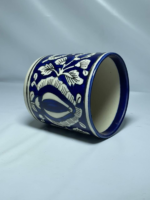 Handcrafted Ceramic Brush Holder, Blue and White Floral Design, Traditional Pottery Storage Container - Image 4