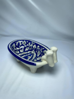 Decorative Ceramic Soap Dish, Bathtub Design with Torso Sculpture, Blue and White Floral Pattern - Image 5