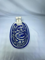 Decorative Ceramic Soap Dish, Bathtub Design with Torso Sculpture, Blue and White Floral Pattern - Image 7