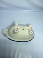 Decorative Ceramic Soap Dish, Bathtub Design with Torso Sculpture, Blue and White Floral Pattern - Image 9