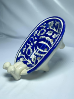 Decorative Ceramic Soap Dish, Bathtub Design with Torso Sculpture, Blue and White Floral Pattern - Image 10