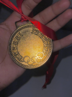 Gold Award Medals with Red Ribbon, Decorative Pattern, Classic Design for Sports and Recognition Ceremonies, 2-Pack - Image 3