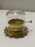 Traditional Brass Oil Diya with Glass Chimney Cover, Adjustable Wick Holder, Decorative Base for Pooja and Home Décor