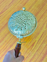 Decorative Brass Incense Burner with Wooden Handle, Perforated Lid Design, Traditional Style - Image 3
