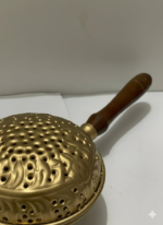 Decorative Brass Incense Burner with Wooden Handle, Perforated Lid Design, Traditional Style - Image 4