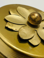 Decorative Gold Metal Storage Container with Hammered Texture, Flower Lid Design, Small Round Jar - Image 4