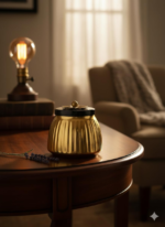 : Elegant Hammered Texture Metal Container with a Decorative Flower-Shaped lid Design and Smooth Golden Finish That adds Sophistication to Any Space - Image 3