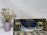 Decorative Swan Lake Serving Tray, Gold-Trimmed Frame, Navy Blue Design with Lotus Pattern, 35 x 25 cm - Image 3